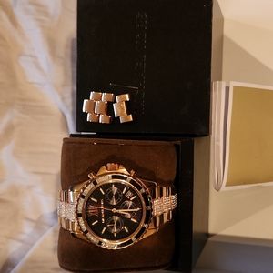 Michael Kors Rose Gold Everest Black Dial Chronograph Women's Watch MK5875.